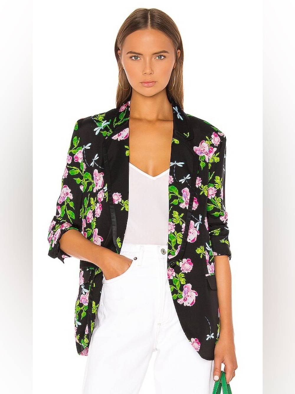 Cynthia Rowley Revolve Bouboun Rose 100%â Silk Floral Statement Blazer Jacket S